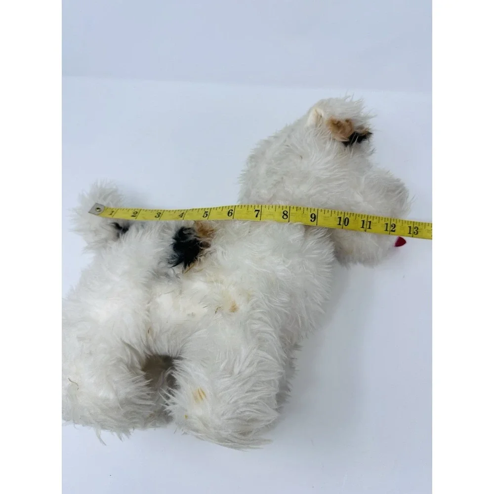 Vintage Character Novelty Co Fox Terrier Plush Dog Red Ribbon Collar 12 inches